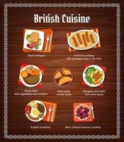 Designvorlage für Menüseiten der britischen Küche vektor