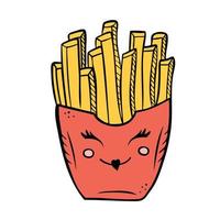 snabbmat pommes frites. vektor illustration i doodle stil.