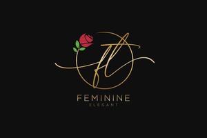 första med feminin logotyp skönhet monogram och elegant logotyp design, handstil logotyp av första signatur, bröllop, mode, blommig och botanisk med kreativ mall. vektor