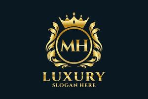 Royal Luxury Logo-Vorlage mit anfänglichem mh-Buchstaben in Vektorgrafiken für luxuriöse Branding-Projekte und andere Vektorillustrationen. vektor