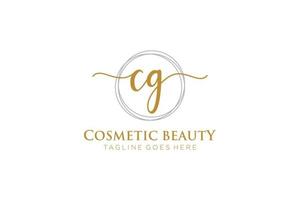 första cg feminin logotyp skönhet monogram och elegant logotyp design, handstil logotyp av första signatur, bröllop, mode, blommig och botanisk med kreativ mall. vektor