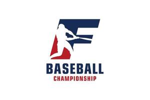 Buchstabe f mit Baseball-Logo-Design. Vektordesign-Vorlagenelemente für Sportteams oder Corporate Identity. vektor