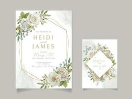 elegante Hochzeitseinladungsdesign mit weißen Blumen vektor