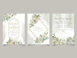 elegant bröllop inbjudan vit blommor design vektor
