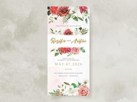 bröllop inbjudan kort med illustration av lilja och ro vattenfärg vektor