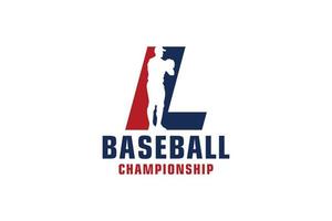 Buchstabe l mit Baseball-Logo-Design. Vektordesign-Vorlagenelemente für Sportteams oder Corporate Identity. vektor