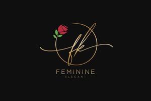 första fk feminin logotyp skönhet monogram och elegant logotyp design, handstil logotyp av första signatur, bröllop, mode, blommig och botanisk med kreativ mall. vektor