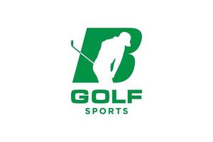 alfabetet bokstav ikon logotyp b för golf logo design vektor mall, vektor etikett för golf, logotyp för golfmästerskap, illustration, kreativ ikon, designkoncept