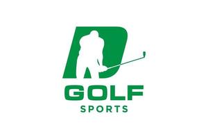 alfabetet bokstav ikon logo d för golf logo design vektor mall, vektor etikett för golf, logotyp för golf mästerskap, illustration, kreativ ikon, designkoncept
