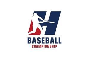 Buchstabe h mit Baseball-Logo-Design. Vektordesign-Vorlagenelemente für Sportteams oder Corporate Identity. vektor