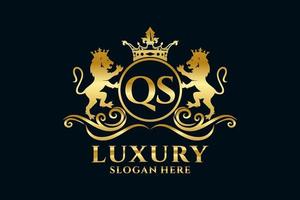 Initial qs Letter Lion Royal Luxury Logo Vorlage in Vektorgrafiken für luxuriöse Branding-Projekte und andere Vektorillustrationen. vektor