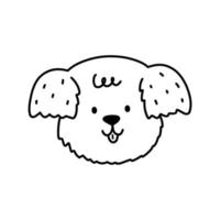 söt hund ansikte isolerad på vit bakgrund. glad valp. vektor handritade illustration i doodle stil. perfekt för dekorationer, kort, logotyper, olika mönster. enkel seriefigur.
