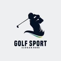 Golfspieler-Logo-Design-Vektorvorlage. Elite-Luxus-Gold-Golfclub vektor