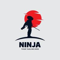 ninja krigare maskot logotyp vektor