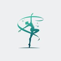 rytmisk gymnast i professionell arena logotyp vektor