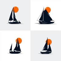uppsättning av segling fartyg logotyp design vektor