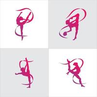 uppsättning av gymnastiska logotyp design vektor