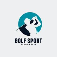 Golfspieler-Logo-Design-Vektorvorlage. Elite-Luxus-Gold-Golfclub vektor