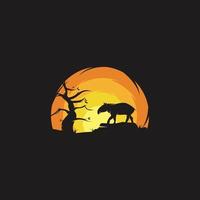 Beauty-Tapir im Sonnenuntergang-Logo vektor