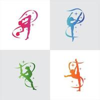 uppsättning av gymnastiska logotyp design vektor