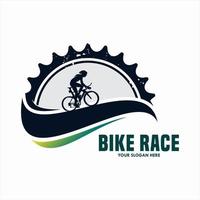 cykel årgång logotyp mall redskap och cyklist vektor