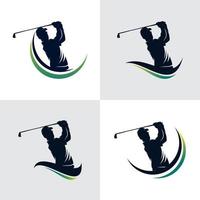 golf spelare logotyp design vektor mall. elit lyx guld golf klubb