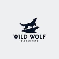 Silhouette des wilden Wolf-Logo-Designs vektor