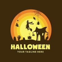 halloween häxa logotyp design mall vektor