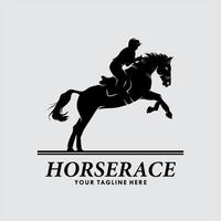 silhuett av tävlings häst med jockey. ryttare sport vektor
