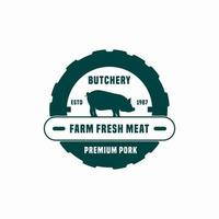 butchery gris logotyp emblem design mall vektor