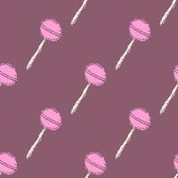 sömlös lolipop mönster. sötsaker och godis bakgrund. klotter vektor illustration med sötsaker och godis ikoner