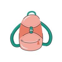 gezeichneter touristischer rucksack der karikatur hand, schultasche. Ausrüstung für Camping, Wandern, Trekking. flache vektorillustration. vektor