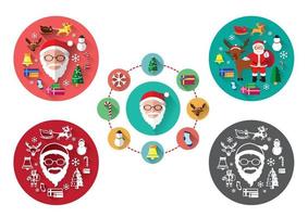 moderne fünf symbole gruppe von weihnachtsmann und weihnachtstag vektor