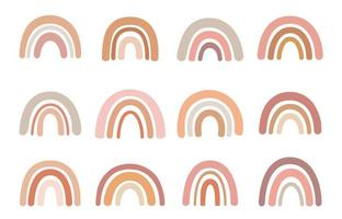 Boho-Regenbogen. handgezeichnete dekorative elemente der pastellregenbogenbabygrußkarte vektor
