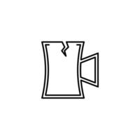 gesprungenes Bierkrugglas-Symbol auf weißem Hintergrund. Einfach, Linie, Silhouette und sauberer Stil. Schwarz und weiß. geeignet für symbol, zeichen, symbol oder logo vektor
