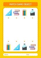 matcha med samma objekt spel sommar ikon. arbetsblad för förskolebarn, aktivitetsblad för barn vektor