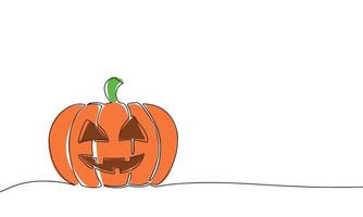Halloween-Kürbis mit Augen und Mund. handgezeichnete Strichzeichnungen, Umriss, einzeilige Abbildung. vektor