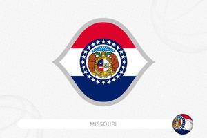 Missouri-Flagge für Basketballwettbewerb auf grauem Basketballhintergrund. vektor