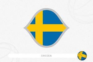 schweden-flagge für basketballwettbewerb auf grauem basketballhintergrund. vektor