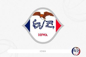 iowa-flagge für basketballwettbewerb auf grauem basketballhintergrund. vektor