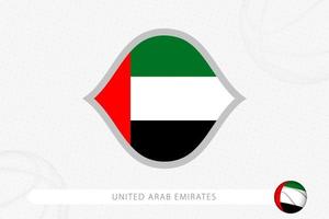 flagge der vereinigten arabischen emirate für basketballwettbewerb auf grauem basketballhintergrund. vektor