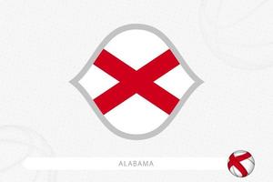 alabama-flagge für basketballwettbewerb auf grauem basketballhintergrund. vektor