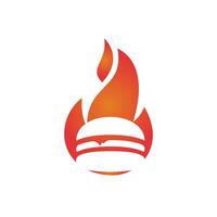 Heiße Burger-Feuer-Vektor-Logo-Design-Vorlage. Burger-Designvorlage für scharfes Essen. vektor