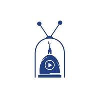 Vorlage für das Design des muslimischen Fernsehvektorlogos. Logo-Konzept für islamische Medien. vektor