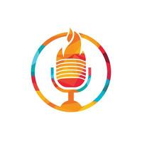 brand podcast logotyp design mall. flamma brand podcast mic logotyp vektor ikon illustration.