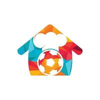 Fußball-Koch-Vektor-Logo-Design. Fußball und Kochmütze mit Home-Icon-Design. vektor