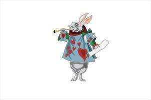 kanin spelar flöjt illustration, vektor. vektor
