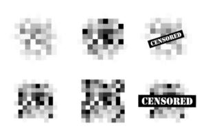 satz von pixelzensierten zeichen. Konzept der schwarzen Zensurleiste. Zensurrechteck. vektor