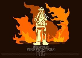 Feuerwehrmann-Silhouette-Vektorillustration, als Banner, Poster oder Vorlage für den internationalen Tag der Feuerwehrleute. vektor