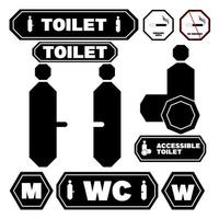 Vektor-Toilettenzeichensatz für Männer und Frauen. schwarze Silhouetten von Menschen. Vektor-WC-Symbole vektor